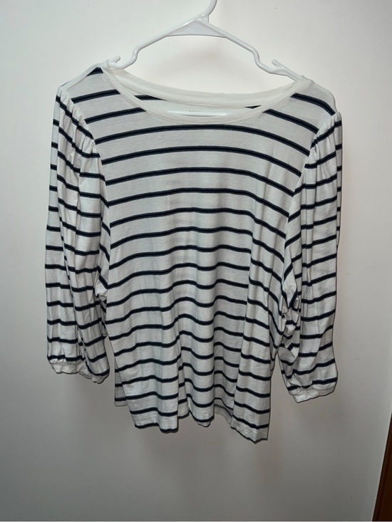 Sonoma Tops - Sonoma White & Navy Striped 3/4 Sleeve Top Size XL